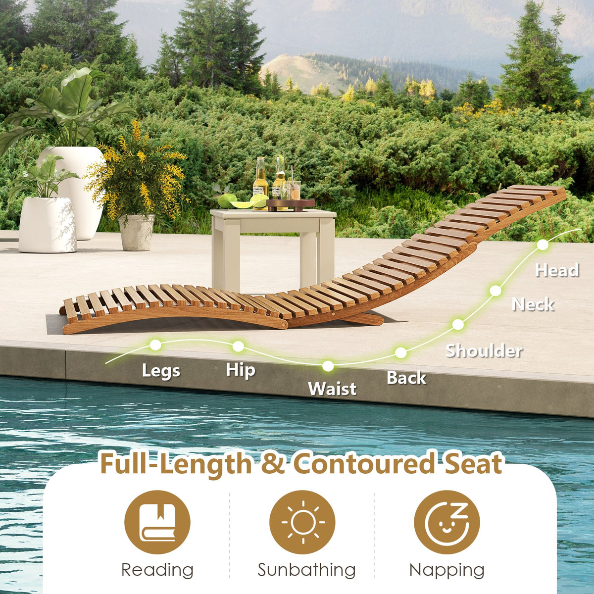 Teak Folding Outdoor Chaise Lounge