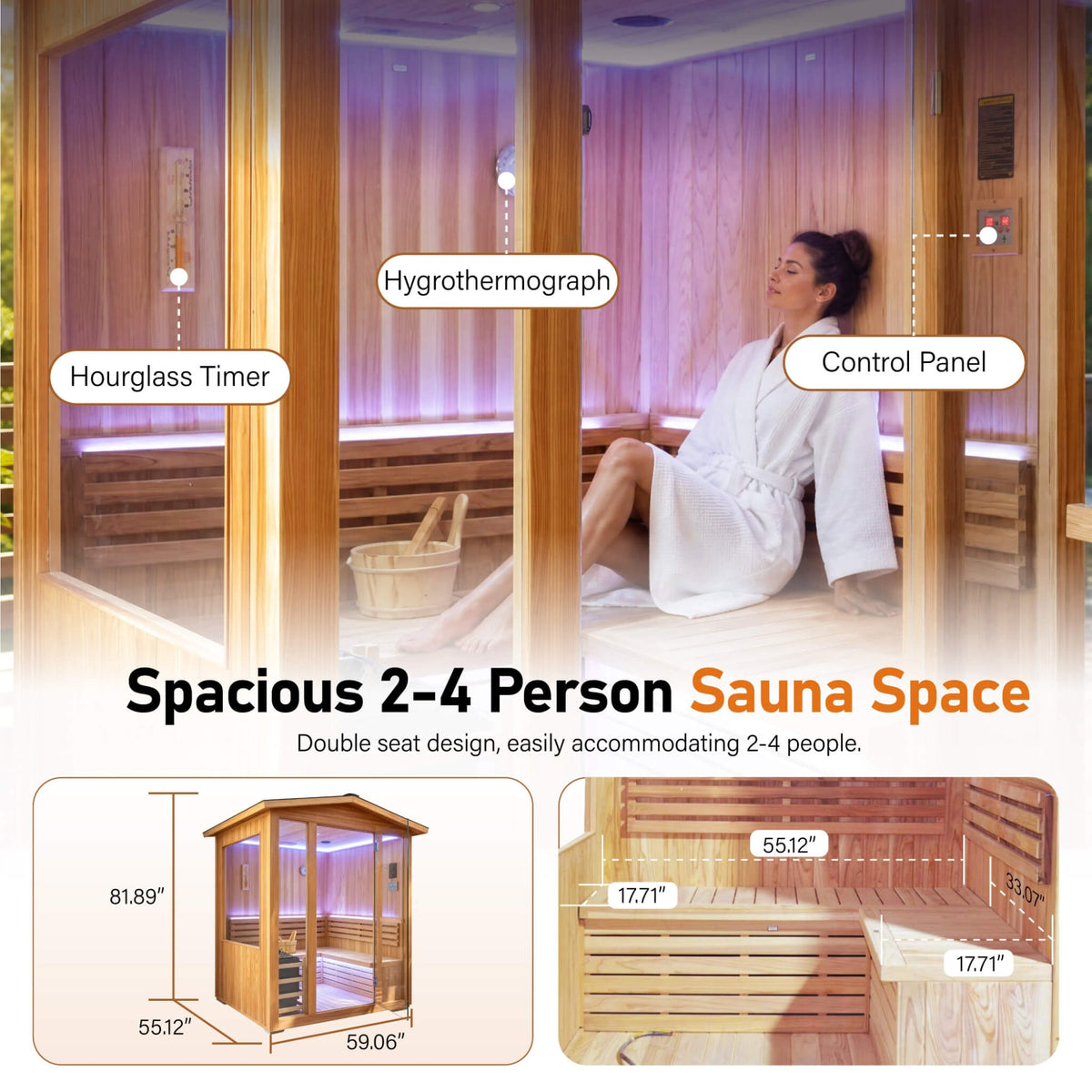 Solenne 4-Person Outdoor Traditional Sauna