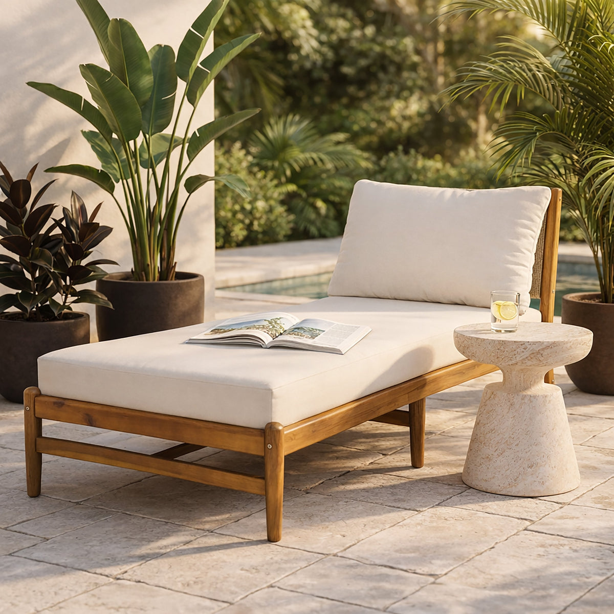 Cape Acacia & Rope Outdoor Lounge — Teak Finish