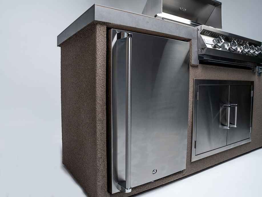 FlowState 7' Outdoor Kitchen Island with Grill – Built-In 32” Grill + Fridge