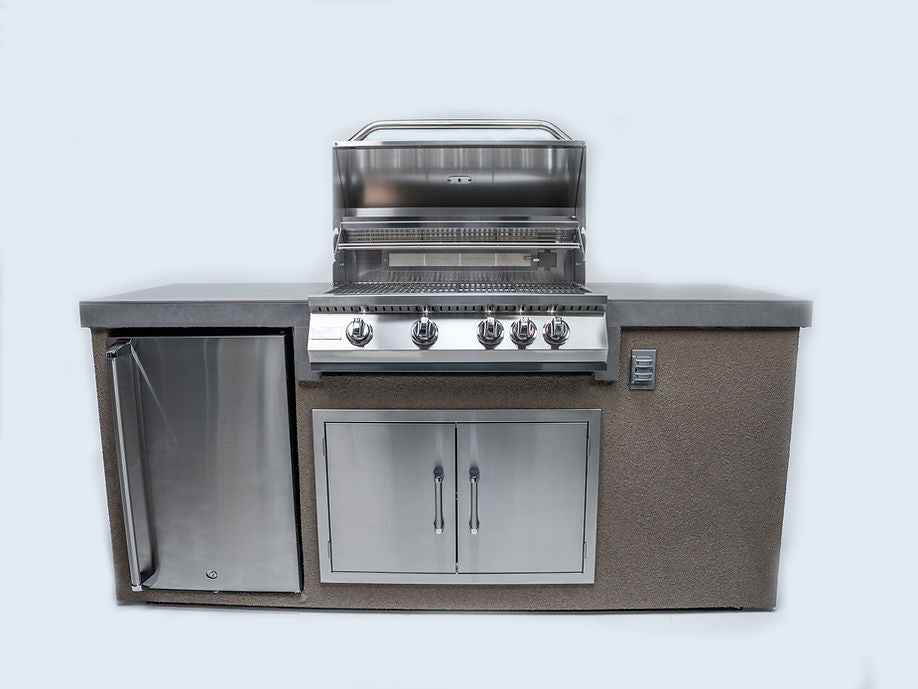FlowState 7' Outdoor Kitchen Island with Grill – Built-In 32” Grill + Fridge