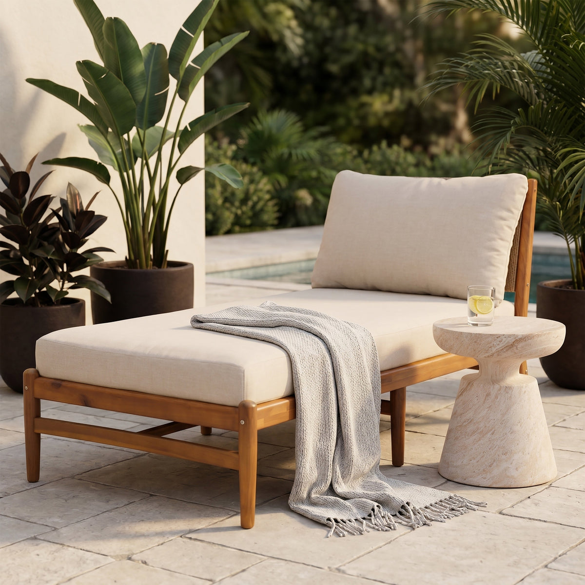 Cape Acacia & Rope Outdoor Lounge — Teak Finish