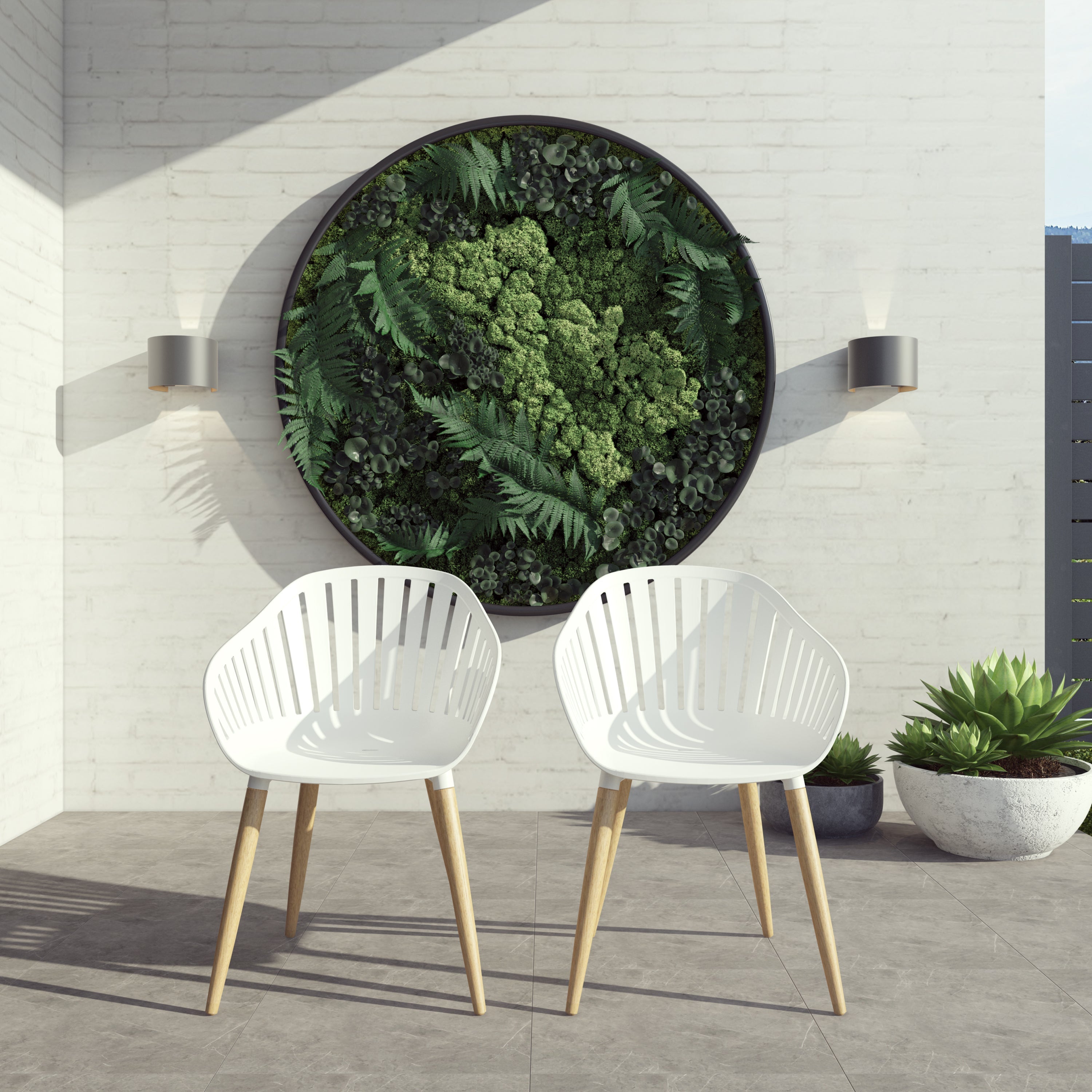 Leyland Table and Nassau White Armchairs Dining Set