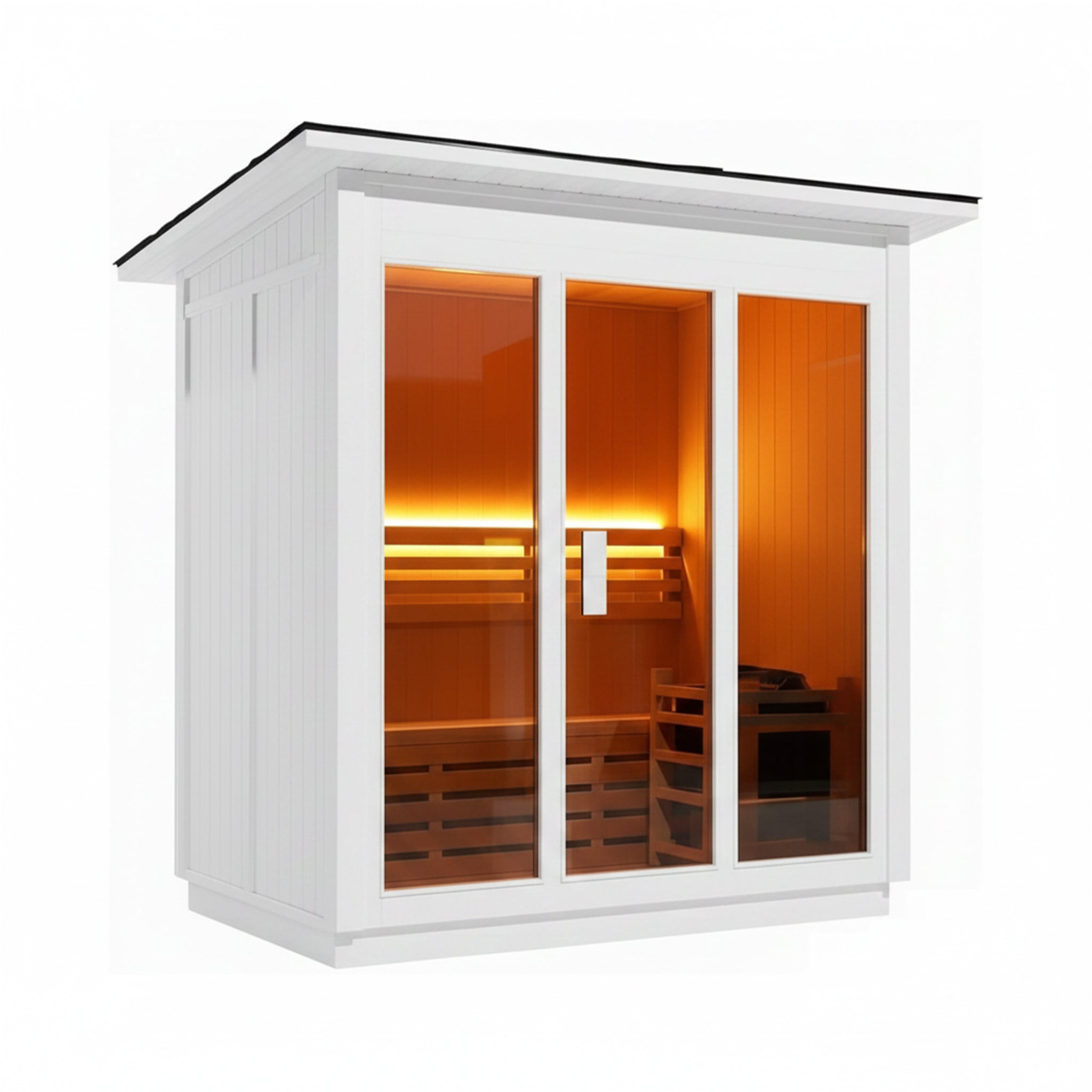 Custom 4-Person Luxury Canadian Red Cedar Outdoor Steam Sauna With Heater And Stones [Made-To-Order]