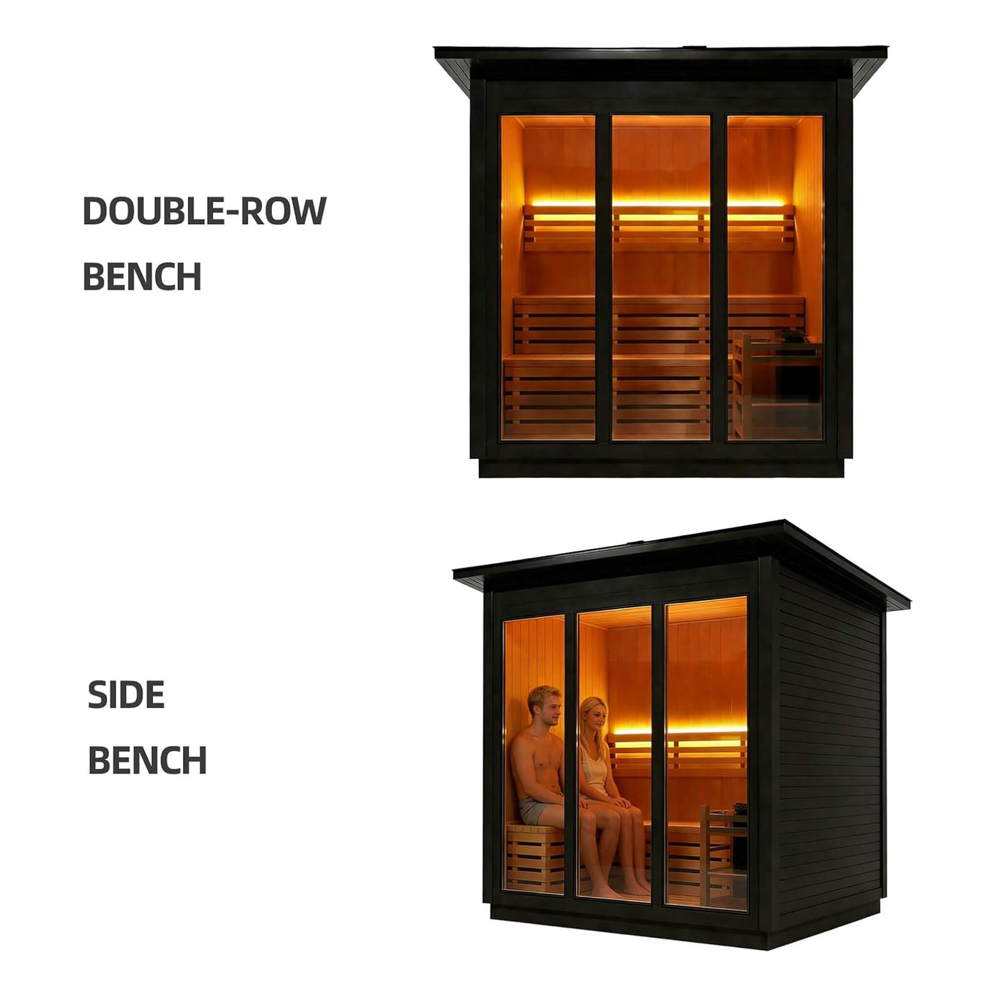 Custom 4-Person Luxury Canadian Red Cedar Outdoor Steam Sauna With Heater And Stones [Made-To-Order]