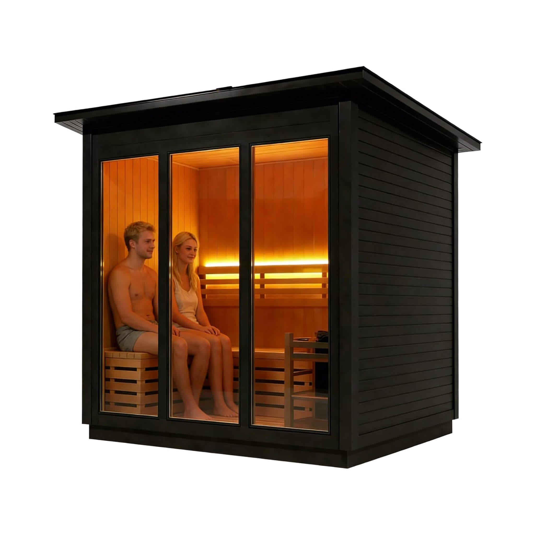Custom 4-Person Luxury Canadian Red Cedar Outdoor Steam Sauna With Heater And Stones [Made-To-Order]