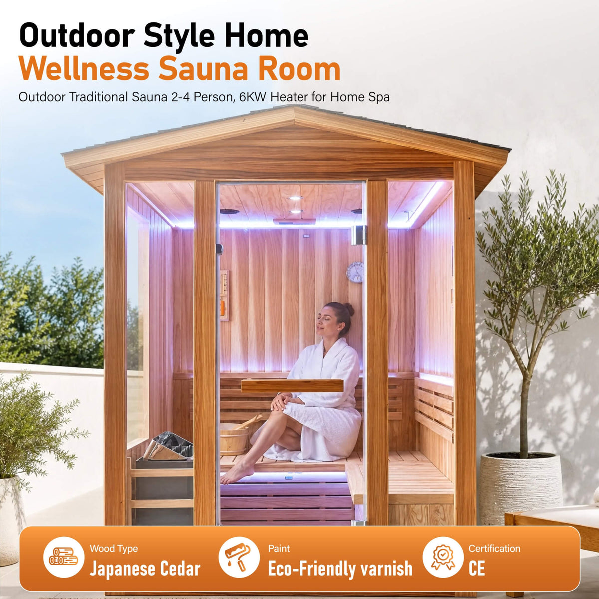 Solenne 4-Person Outdoor Traditional Sauna